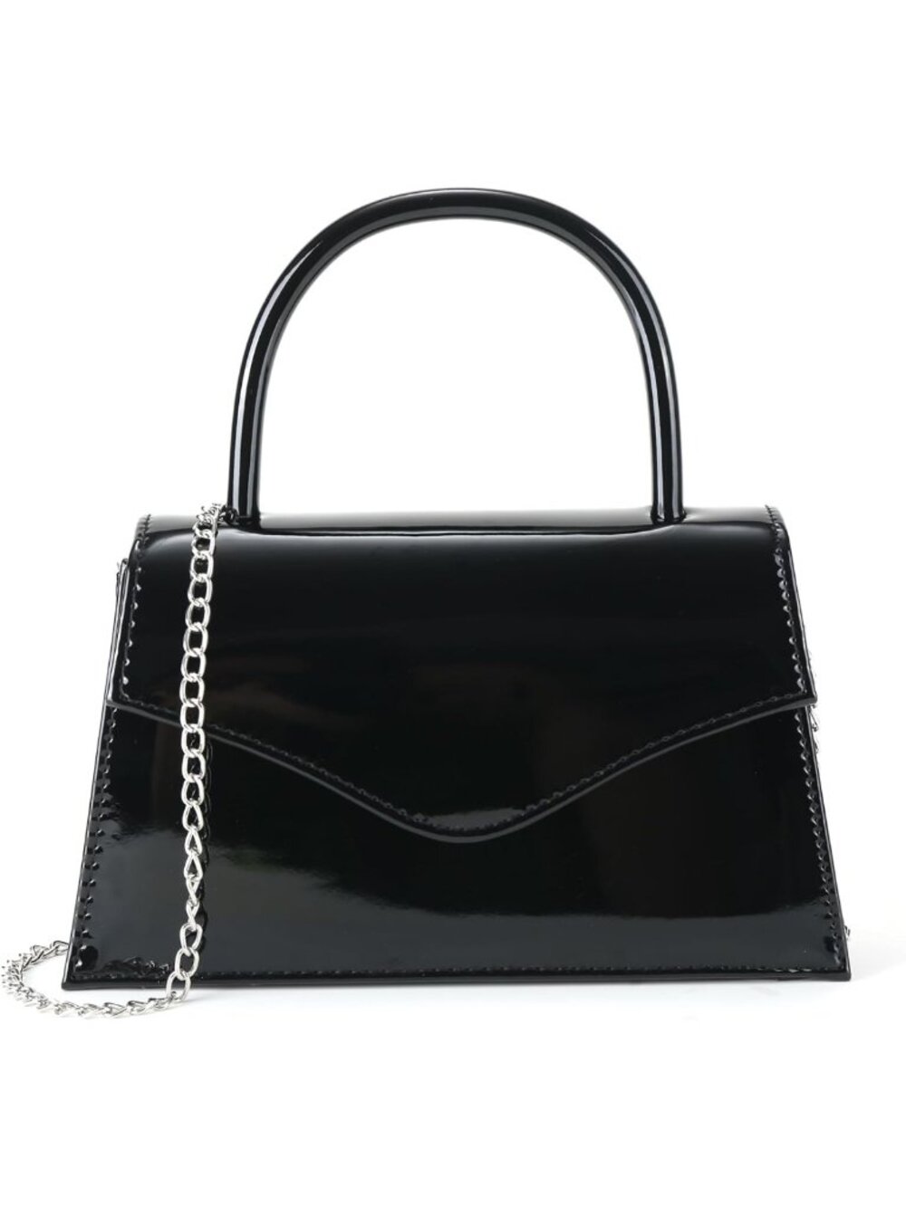 Stylish Patent Leather Clutch Purse for Women - Elegant Evening Bag with Top